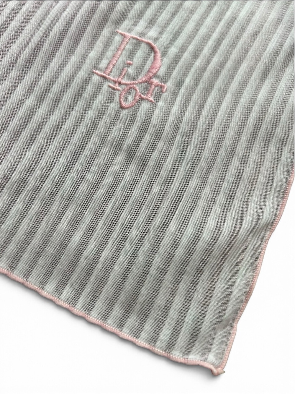 1950s CHRISTIAN DIOR Vintage Pink Cotton Handkerchief Pocket square